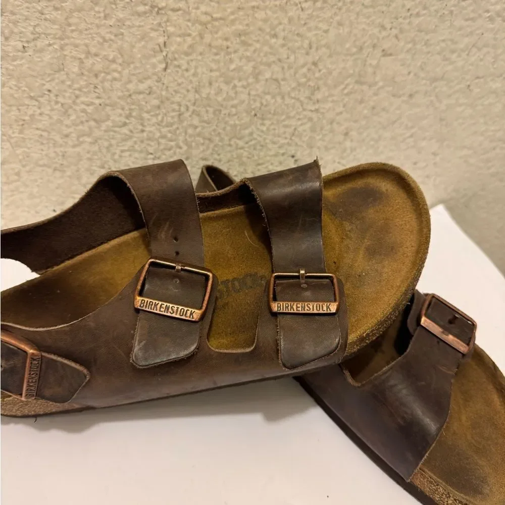Birkenstock Dark Brown MILANO unisex SANDAL,HABANA,42  (US MENS 9 US WOMENS 11)